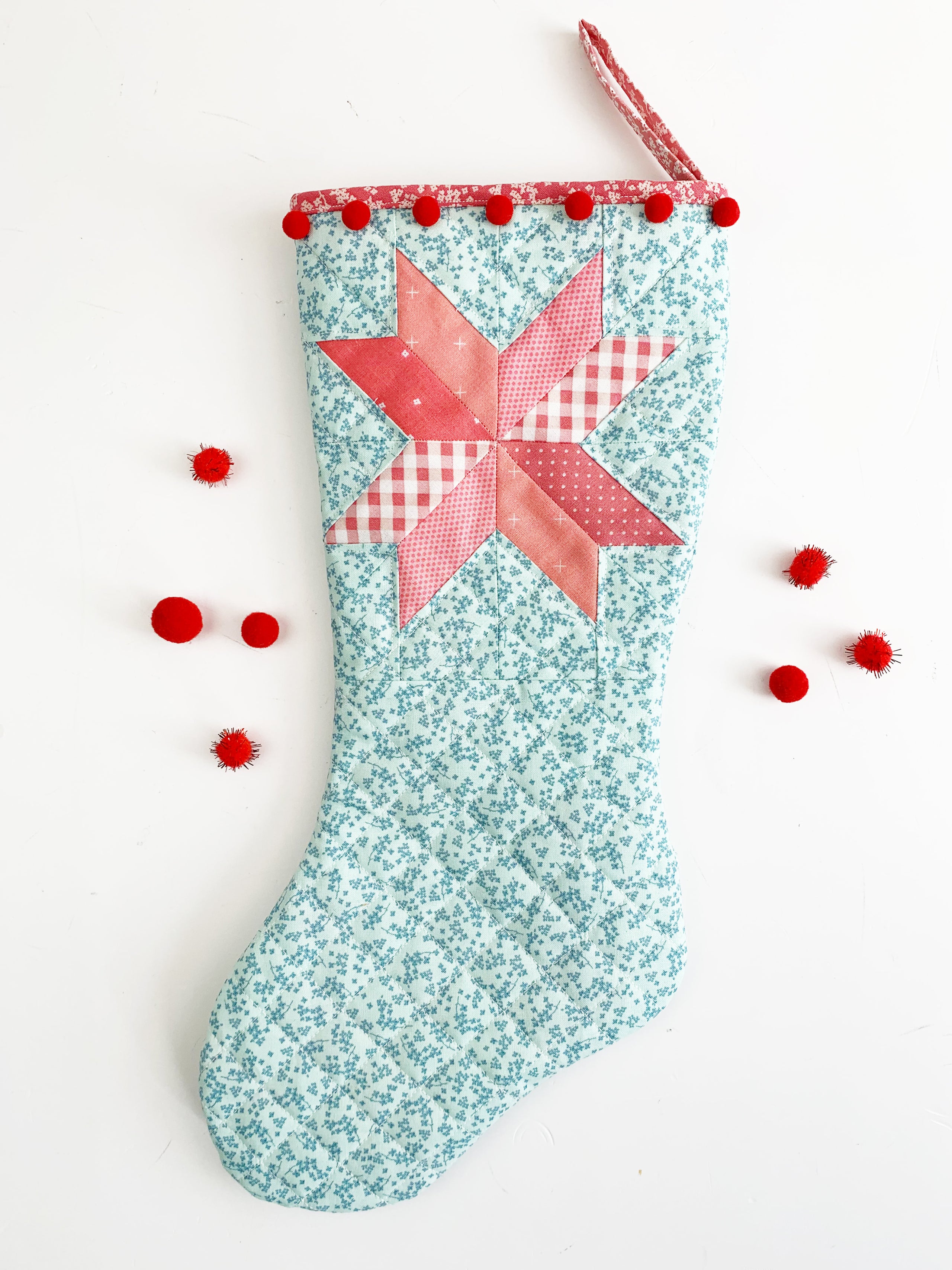Quilted Christmas Stocking pattern, Sewing pattern, Patchwork Christmas ...
